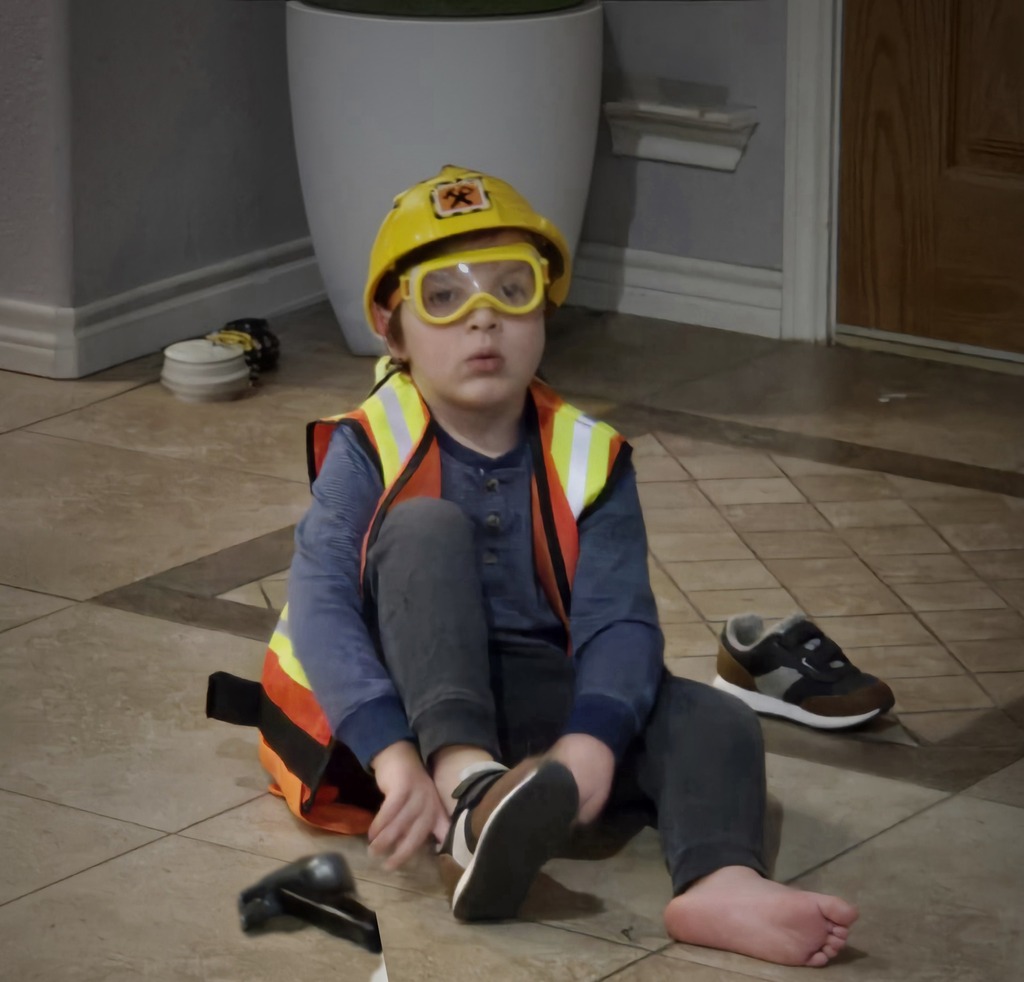 Image of a very young construction worker